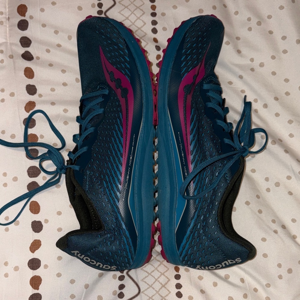 Saucony Kilkenny XC 8 Spike Teal & Pink Track Shoes w Spikes Included - Picture 3 of 10